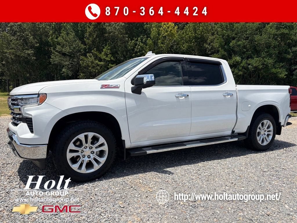 2023 Chevrolet Silverado 1500 LTZ in Summit White — front three-quarter view